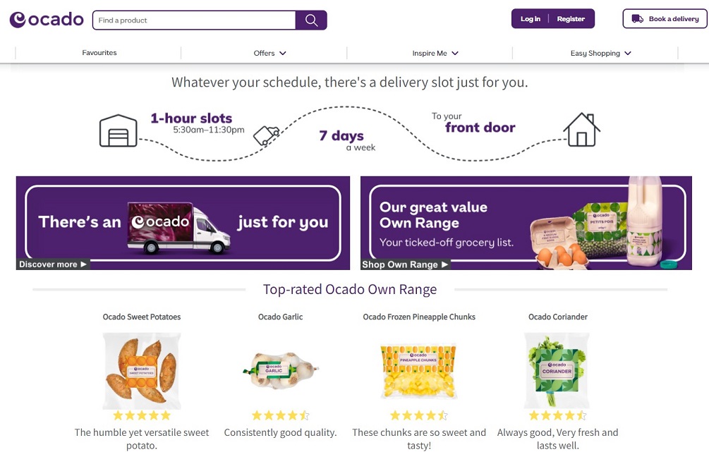 Ocado Homepage