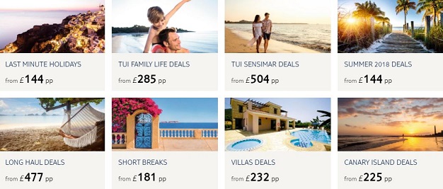 TUI Holiday Categories
