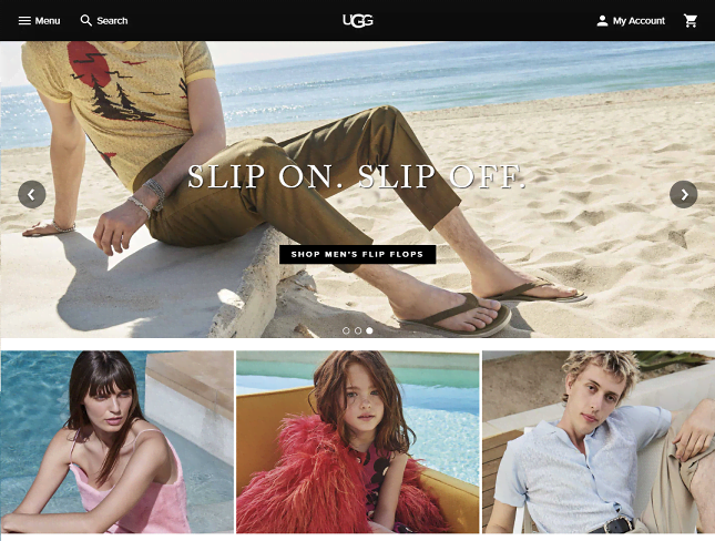 UGG Footwear Homepage Screenshot